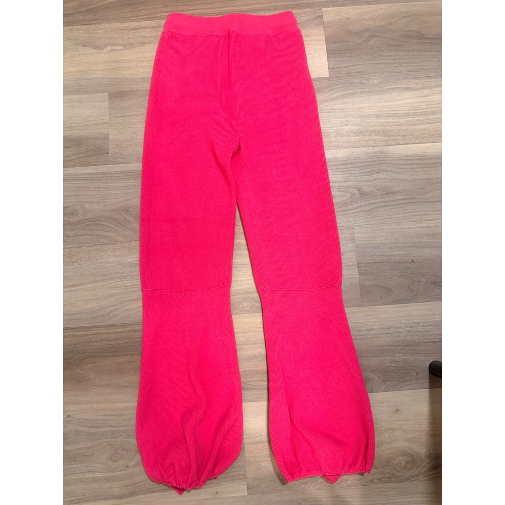 Off-White Virgil Abloh Pink Cashmere Blend Ribbed Knit Tie Cuff Pants IT 40 NEW